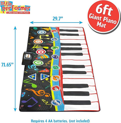 Little Performer Piano Dance Mat for Kids | 24 Key 70” Giant Floor Piano Music Mat | Electronic Step-On Piano Keyboard for Girls and Boys 3 Plus | Dance mat for Kids | Piano Mat for Toddlers 1-3