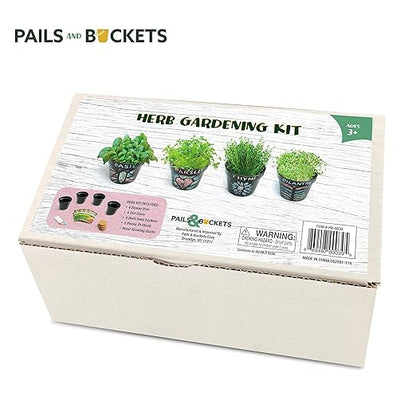 Herb Gardening Kit for Kids and Adults | Indoor or Outdoor Herb Gardening Kit | STEM Learning for Littles | Complete Set with Seeds, Dirt, Pots and How to Booklet! Ages 3+