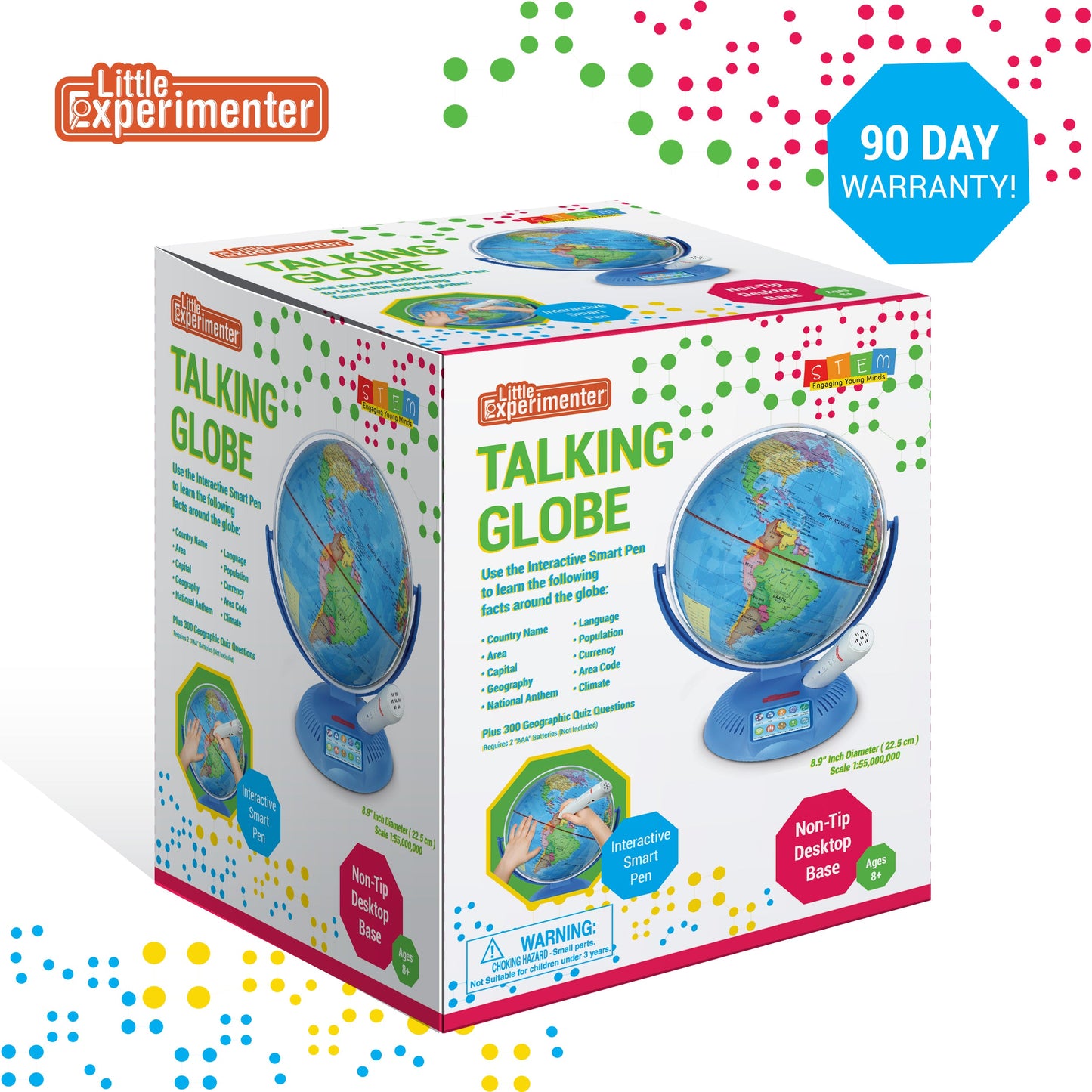 Interactive World Globe with Stand and Smart Pen | Engaging, Colorful Geographic Map for Teaching and Early Learning | Active Play, Voice Recordings, Trivia Questions, 9"