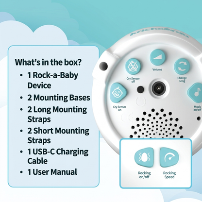 Croove Rock-a-Baby Rechargeable Hands-Free Baby Rocker with Cry Sensor & Lullabies
