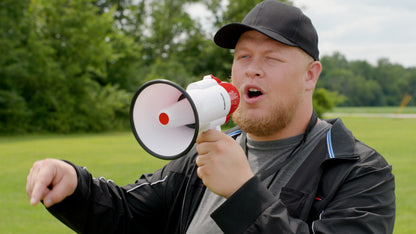 Rechargeable Megaphone Bullhorn Speaker, 1000 Yard Range, Lightweight, With Siren & Music