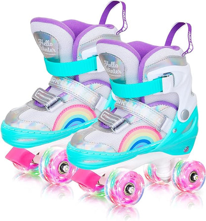 Roller Skate Shoes for Kids - Girl Rollerskates, Adjustable EU Sizes 30-34 - Light Up Skates Wheels - Best Birthday Gifts for Girls and Boys Ages 4 5 6-12 Year Old